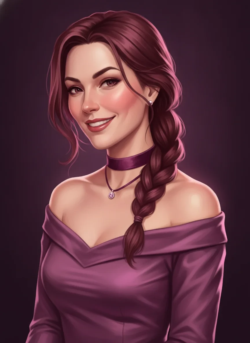 Authorised illustrated adult AI companion portrait