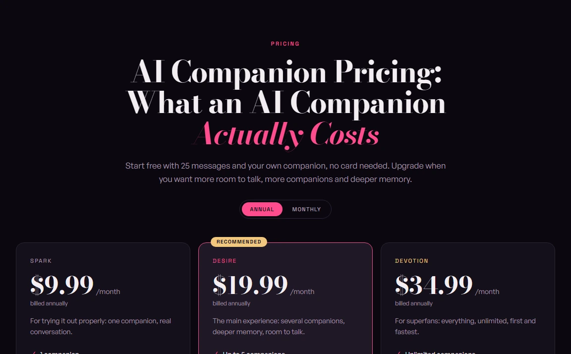 Authorised public capture showing a pricing interface